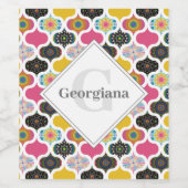 モノグラムマクシマリストレインボードットマンダラスパッチワーク ワインラベル (シングルラベル)