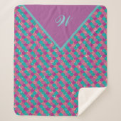モノグラムマゼンタパープルピンクティール（緑がかった色）マーメイドはかりで測 シェルパブランケット (正面)
