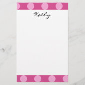 モノグラムマゼンタピンクシック水玉模様パターン 便箋 (正面)