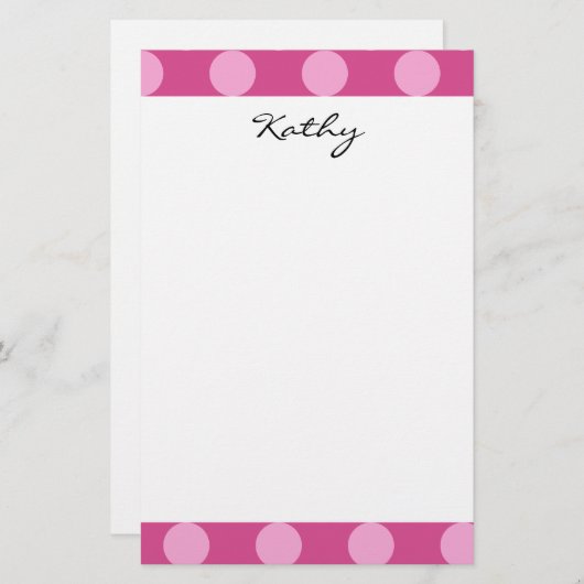 モノグラムマゼンタピンクシック水玉模様パターン 便箋 (正面/裏面)