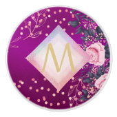 モノグラムマゼンタロセゴルドピンク金属グリッター セラミックノブ (正面)