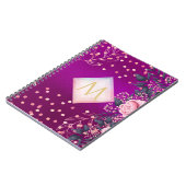 モノグラムマゼンタロセゴルドピンク金属グリッター ノートブック (左側)