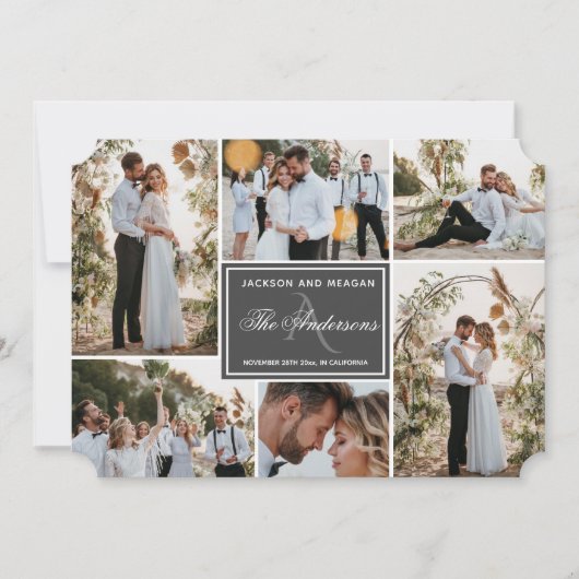 モノグラムマッチ結婚のアナウンスメントカード 案内状 (正面)