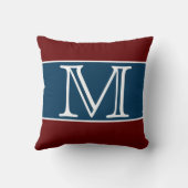 モノグラムマルーンネイビーブルーストライプル無地のカラー クッション (裏面)