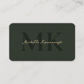 モノグラムマーケティングプロフェッショナルモダンダークグリーン 名刺 (正面)