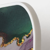 モノグラムマーブルウォーターカラー金ゴールドパープルグリーンブルー ピックルボールラケット (左詳細)