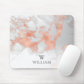 モノグラムマーブルホワイトローズエレガント金ゴールド マウスパッド (マウス)