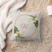モノグラムマーブル金ゴールドカラリリーフローラ幾何学模様 クッション (ブランケット)