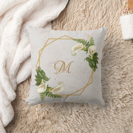 モノグラムマーブル金ゴールドカラリリーフローラ幾何学模様 クッション (ブランケット)