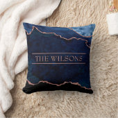 モノグラムミッドナイトブルー抽象芸術エレガント大理石 クッション (ブランケット)