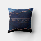 モノグラムミッドナイトブルー抽象芸術エレガント大理石 クッション (裏面)