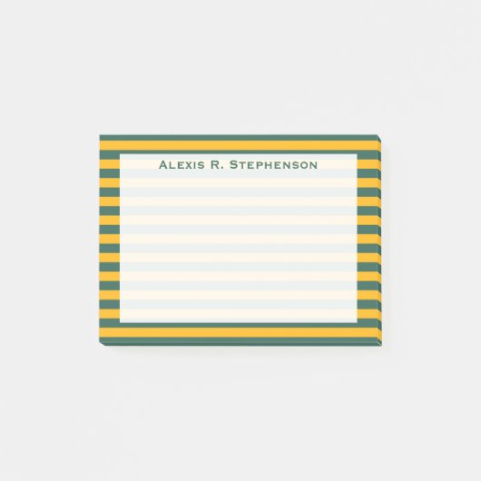 モノグラムミディアムグリーンと金ゴールド黄ストライプ色 ポストイット (正面)