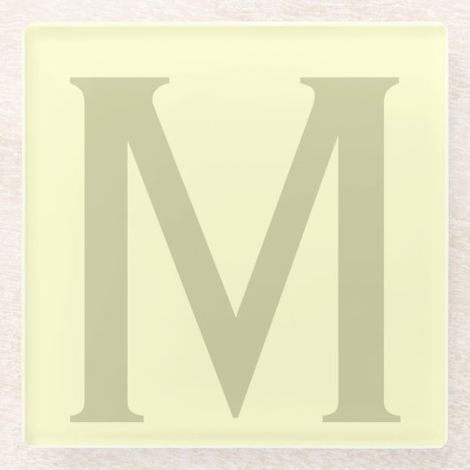 モノグラムミニマリストあなたの名前を追加イニシャル モダン ガラスコースター (正面)