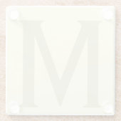 モノグラムミニマリストあなたの名前を追加イニシャル モダン ガラスコースター (裏面)