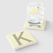 モノグラムミニマリストあなたの名前を追加イニシャル モダン ストーンコースター (横)