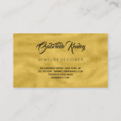 モノグラムミニマリストのブラックレザー金ゴールドメタル 名刺 (裏面)