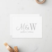 モノグラムミニマリストグレースクリプトとセリフのカップル ノートカード (正面/裏面インサイチュ)