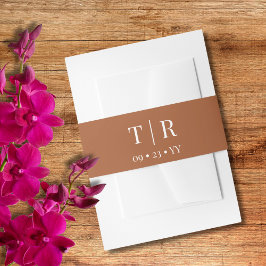 モノグラムミニマリストテラコッタ結婚ズ 招待状ベリーバンド