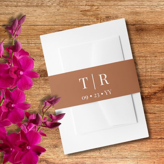 モノグラムミニマリストテラコッタ結婚ズ 招待状ベリーバンド