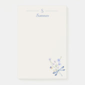 モノグラムミニマリストドラゴンフライ植物学コテージ ポストイット (正面)