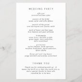 モノグラムミニマリストバジェット結婚式 プログラム チラシ (裏面)