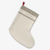 モノグラムミニマリストモダン名前をカスタムするニュートラル ラージクリスマスストッキング (正面 (吊り時))