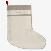 モノグラムミニマリストモダン名前をカスタムするニュートラル ラージクリスマスストッキング (正面)