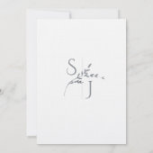 モノグラムミニマリスト白モダン銀結婚ズ 招待状 (裏面)