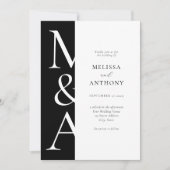 モノグラムミニマリスト白黒モダン結婚ズ 招待状 (正面)