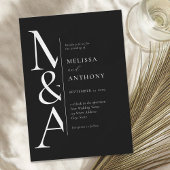モノグラムミニマリスト白黒モダン結婚ズ 招待状