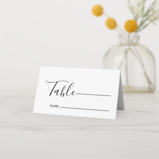 モノグラムミニマリスト白黒結婚ズ プレイスカード (正面)