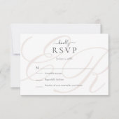 モノグラムミニマリスト結婚式RSVPカード 出欠カード (正面)