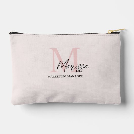 モノグラムミニマルイニシャル&ネームパステルピンク アクセサリーポーチ (裏面)