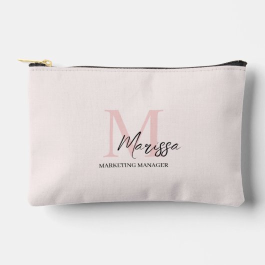 モノグラムミニマルイニシャル&ネームパステルピンク アクセサリーポーチ (正面)