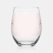 モノグラムミニマルイニシャル&ネームパステルピンク ステムなしワイングラス (左)