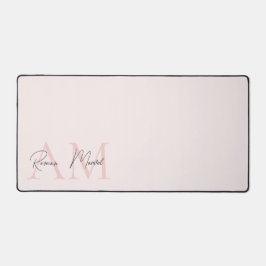 モノグラムミニマルイニシャル&ネームパステルピンク デスクマット