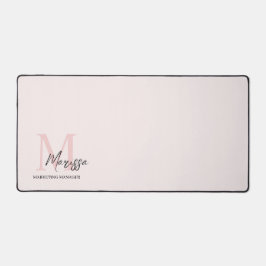 モノグラムミニマルイニシャル&ネームパステルピンク デスクマット