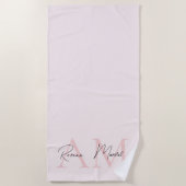 モノグラムミニマルイニシャル&ネームパステルピンク ビーチタオル (正面)