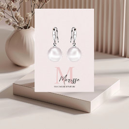 モノグラムミニマルイニシャル&ネームパステルピンク 名刺