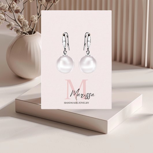 モノグラムミニマルイニシャル&ネームパステルピンク 名刺