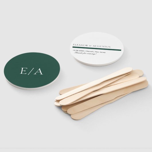 モノグラムミニマルエレガントエメラルドグリーン結婚ズ ハンドファン (組立なし)