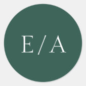 モノグラムミニマルエレガントエメラルドグリーン結婚ズ ラウンドシール (正面)