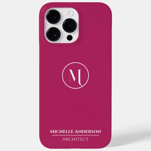 モノグラムミニマルエレガントホワイトタイトルベリーピンク Case-Mate iPhoneケース (裏面)