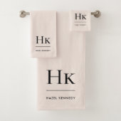 モノグラムミニマルエレガント赤面ピンクスタイリッシュシンプル バスタオルセット (インサイチュ)