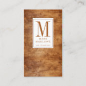 モノグラムミニマルキャラメルブラウンレザーテクスチャ 名刺 (正面)