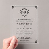 モノグラムミニマルクレストフレームブラック結婚ズ アクリル招待状 (インサイチュ (ポータブル))