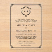 モノグラムミニマルクレストフレームブラック結婚ズ アクリル招待状 (正面)