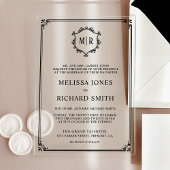 モノグラムミニマルクレストフレームブラック結婚ズ アクリル招待状