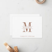 モノグラムミニマルシンプルリストブラウンとホワイト ノートカード (正面/裏面インサイチュ)