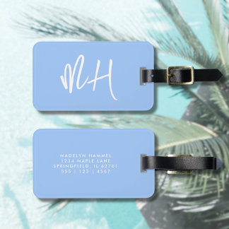 モノグラムミニマルスクリプトパステルブルーバケーション ラゲッジタグ